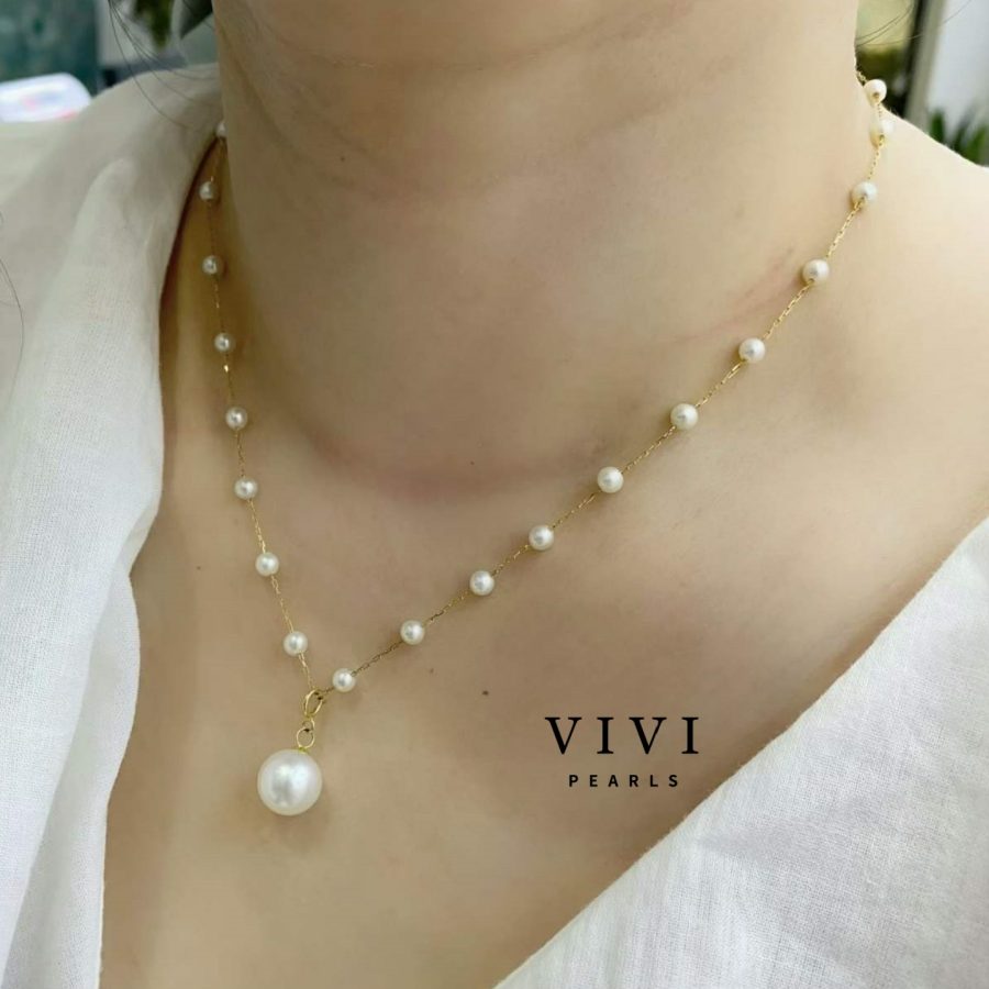 Detachable pearl pendant with starry sky pattern
